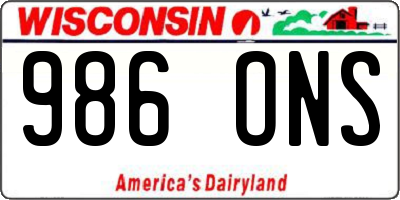 WI license plate 986ONS