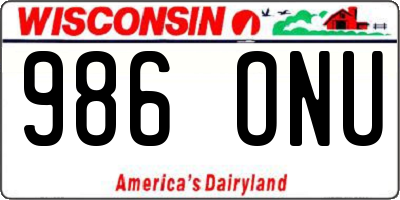 WI license plate 986ONU