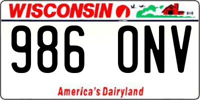 WI license plate 986ONV