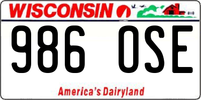 WI license plate 986OSE