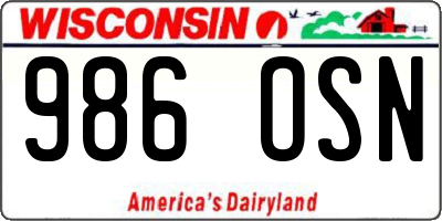 WI license plate 986OSN