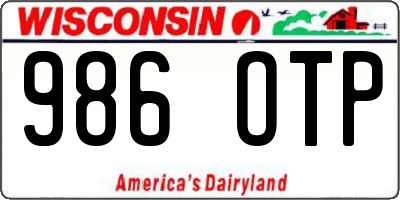 WI license plate 986OTP