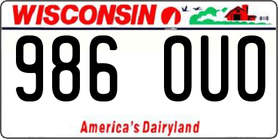 WI license plate 986OUO