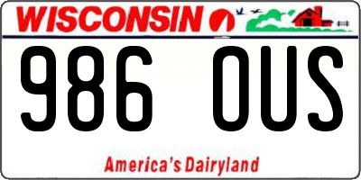 WI license plate 986OUS