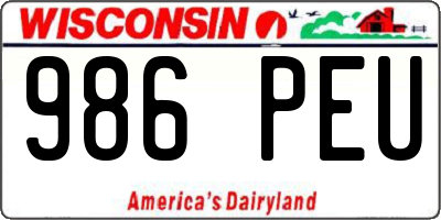 WI license plate 986PEU