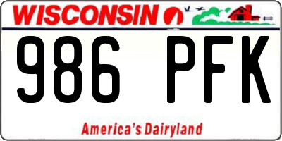 WI license plate 986PFK