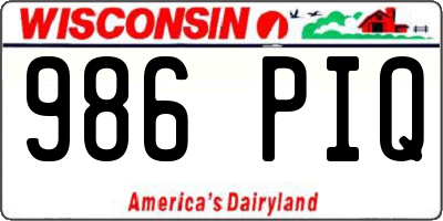 WI license plate 986PIQ