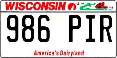 WI license plate 986PIR