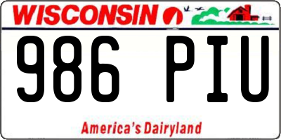 WI license plate 986PIU