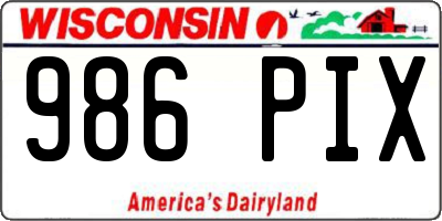 WI license plate 986PIX
