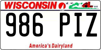 WI license plate 986PIZ