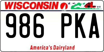 WI license plate 986PKA