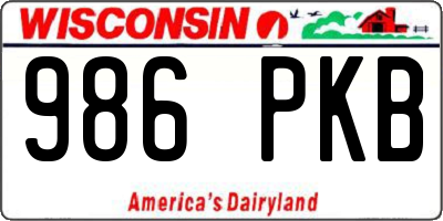 WI license plate 986PKB