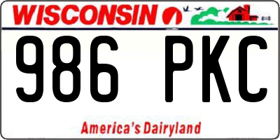 WI license plate 986PKC