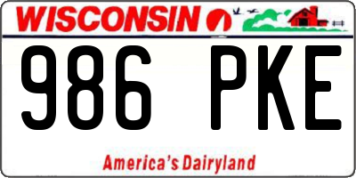 WI license plate 986PKE