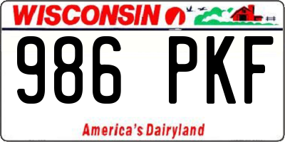WI license plate 986PKF