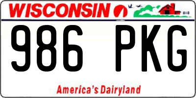 WI license plate 986PKG
