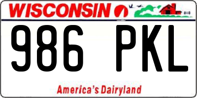 WI license plate 986PKL