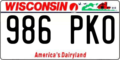 WI license plate 986PKO