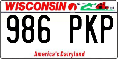 WI license plate 986PKP