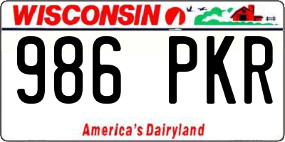 WI license plate 986PKR