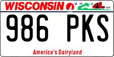 WI license plate 986PKS