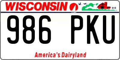 WI license plate 986PKU