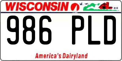 WI license plate 986PLD