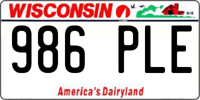 WI license plate 986PLE