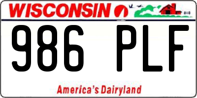 WI license plate 986PLF