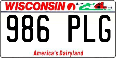 WI license plate 986PLG