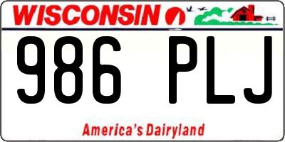 WI license plate 986PLJ