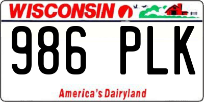 WI license plate 986PLK