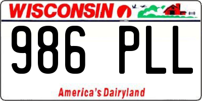 WI license plate 986PLL