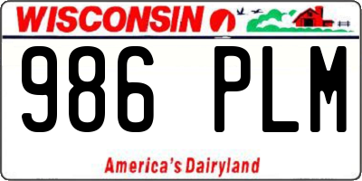 WI license plate 986PLM