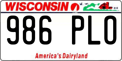 WI license plate 986PLO
