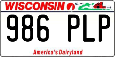 WI license plate 986PLP