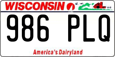 WI license plate 986PLQ