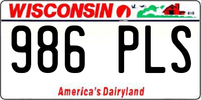 WI license plate 986PLS