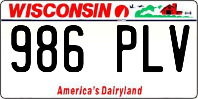 WI license plate 986PLV