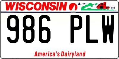 WI license plate 986PLW