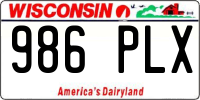 WI license plate 986PLX