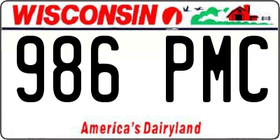 WI license plate 986PMC