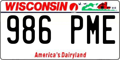 WI license plate 986PME