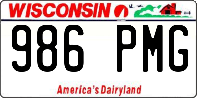 WI license plate 986PMG