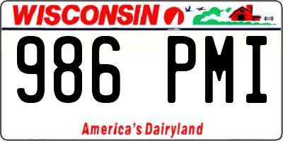 WI license plate 986PMI