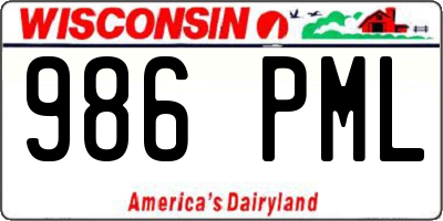 WI license plate 986PML