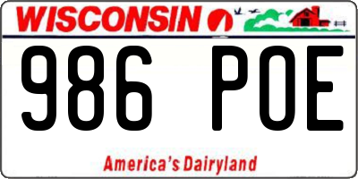 WI license plate 986POE