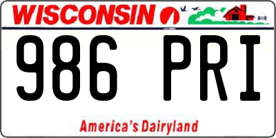 WI license plate 986PRI