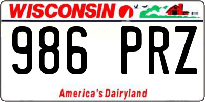 WI license plate 986PRZ
